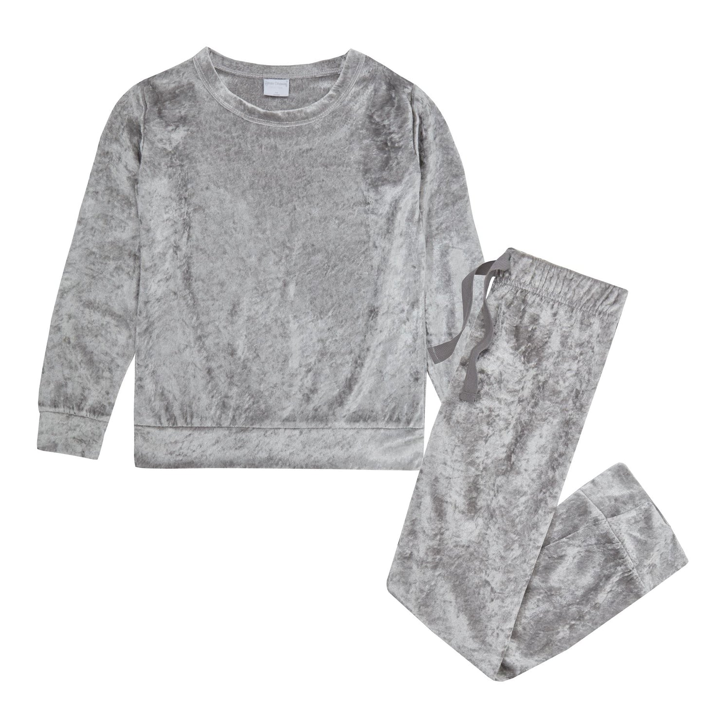 Forever Dreaming Girls Crushed Velvet Pyjamas - Silver