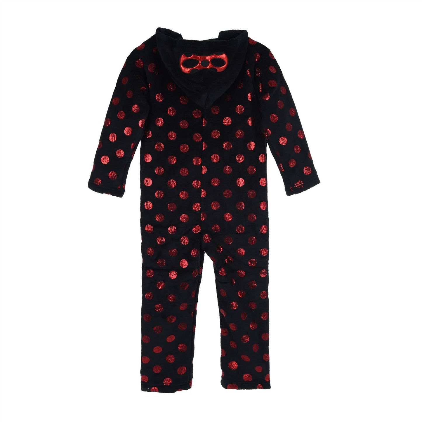 Girls Miraculous Ladybug Fleece Hooded Spot Onesie - Black Miraculous Ladybug