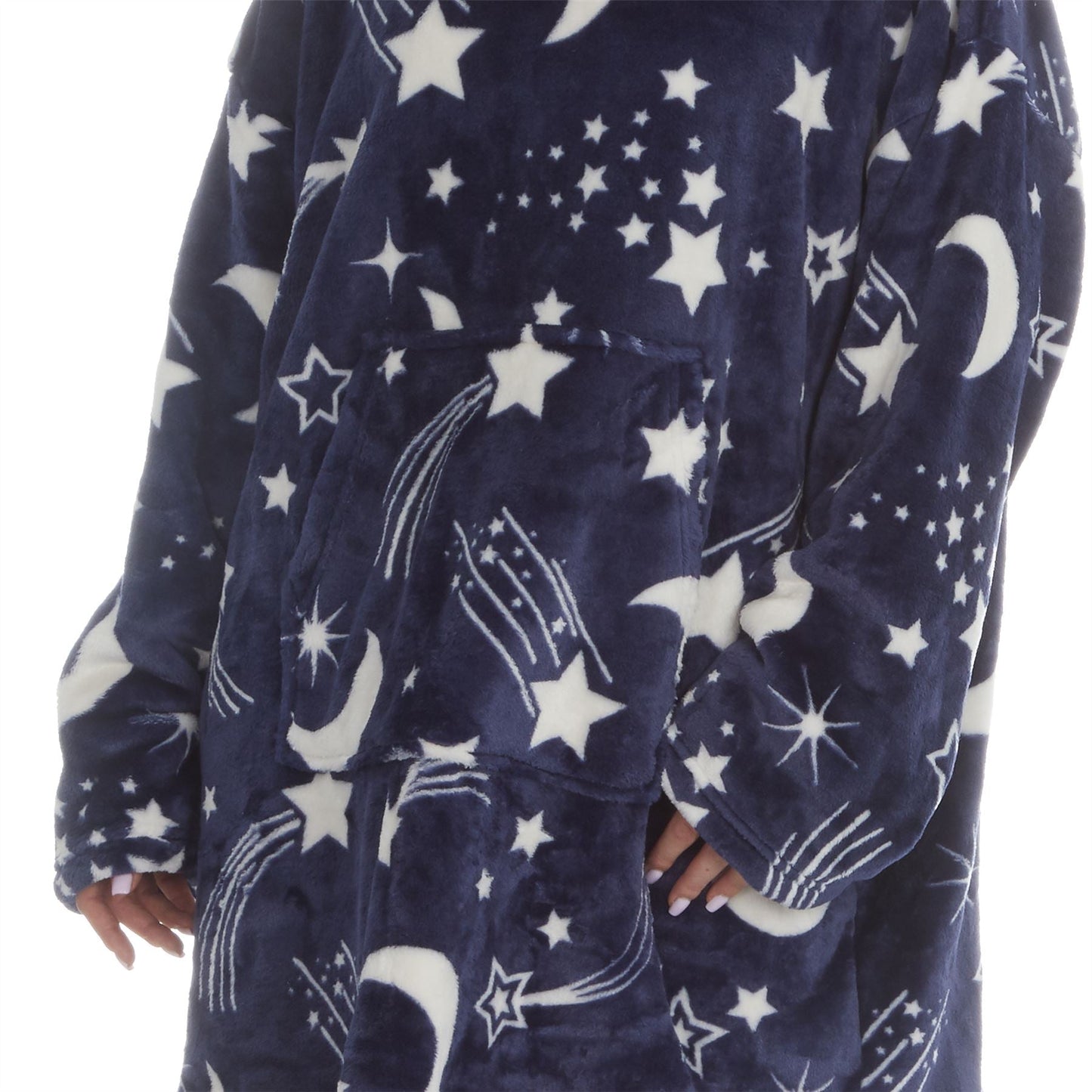 Forever Dreaming Womens Oversized Fleece Hoodie - Navy Stars Forever Dreaming