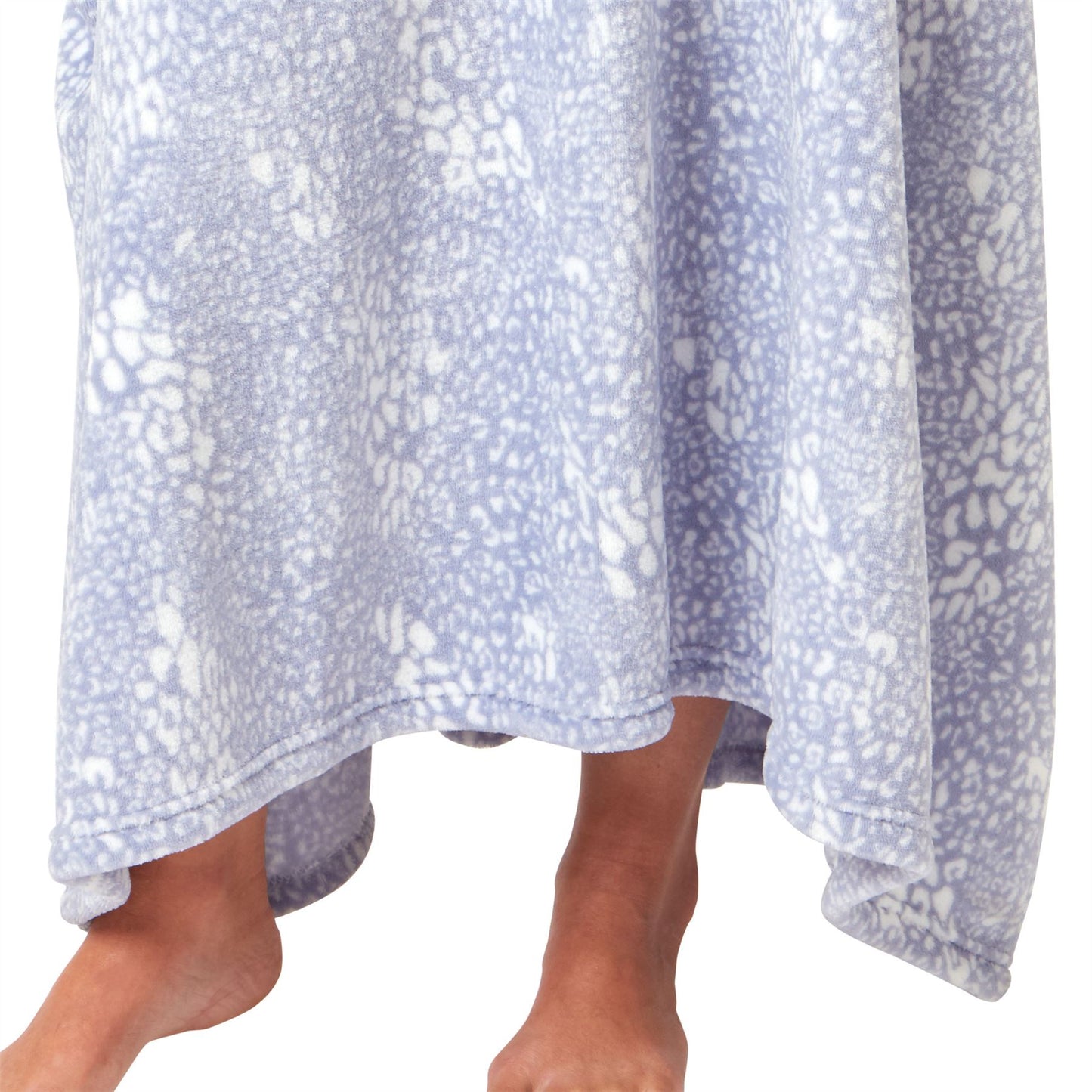 Indigo Sky Womens Fleece Animal Print Oversized Poncho - Blue Indigo Sky