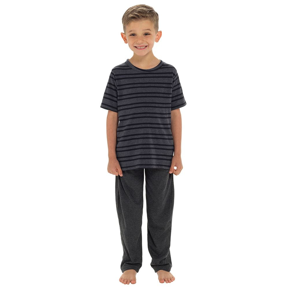 Tom Franks Boys Striped Pyjama Set - Charcoal Tom Franks