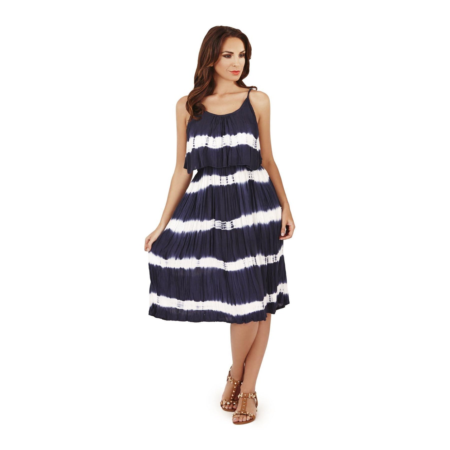 Pistachio Tie Dye Short Dress - Navy