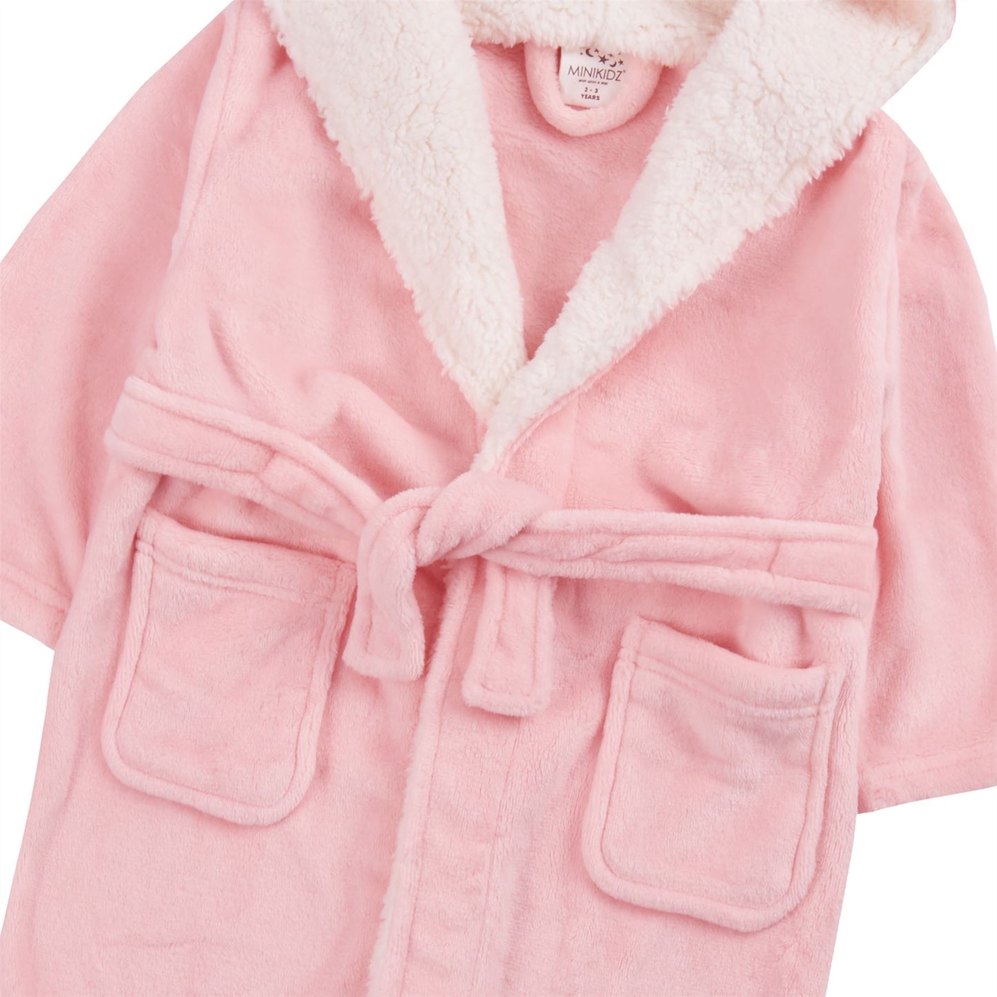 Minikidz Kids Sherpa Hooded Plush Fleece Robe - Coral