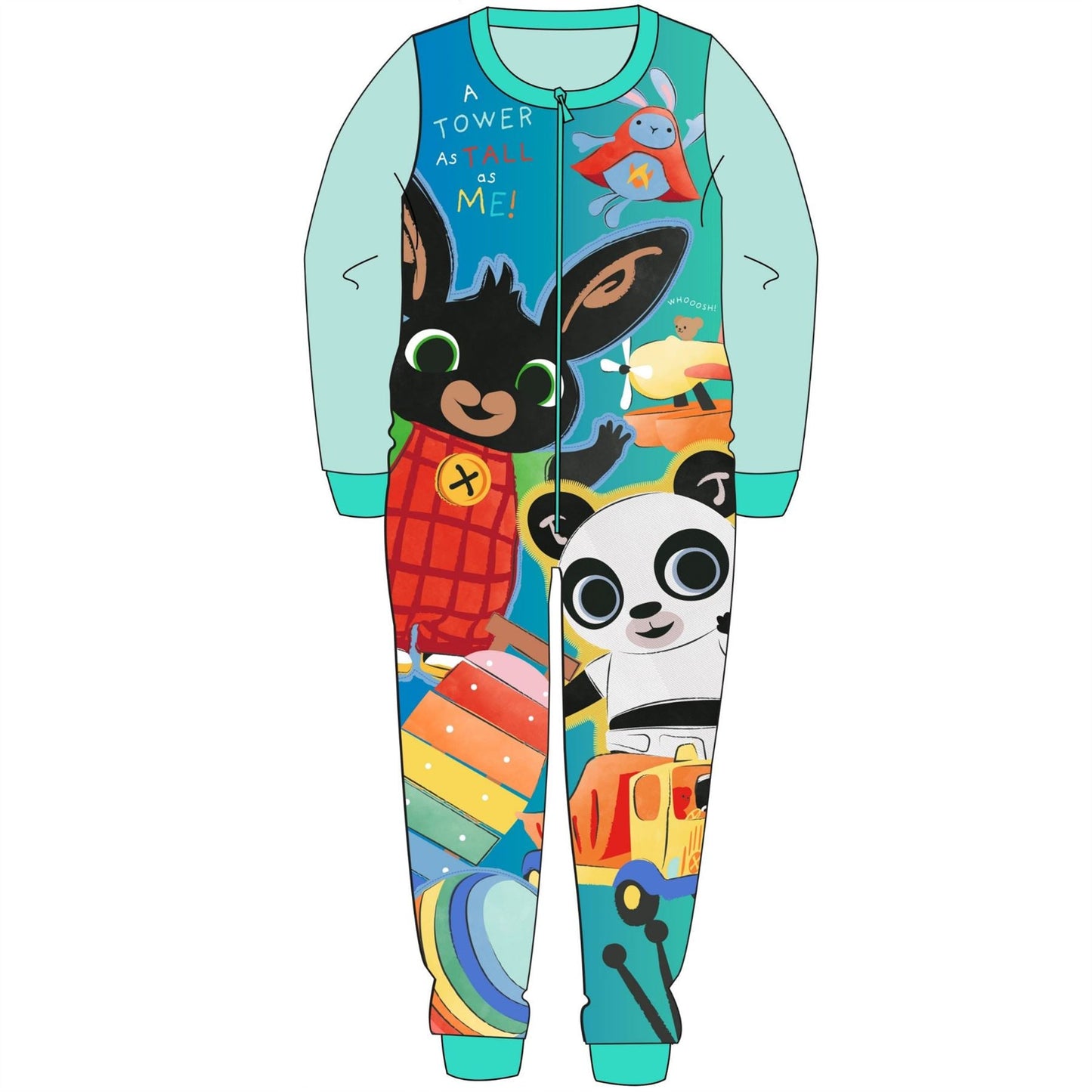 Kids Bing Fleece Onesie - Mint Green Bing