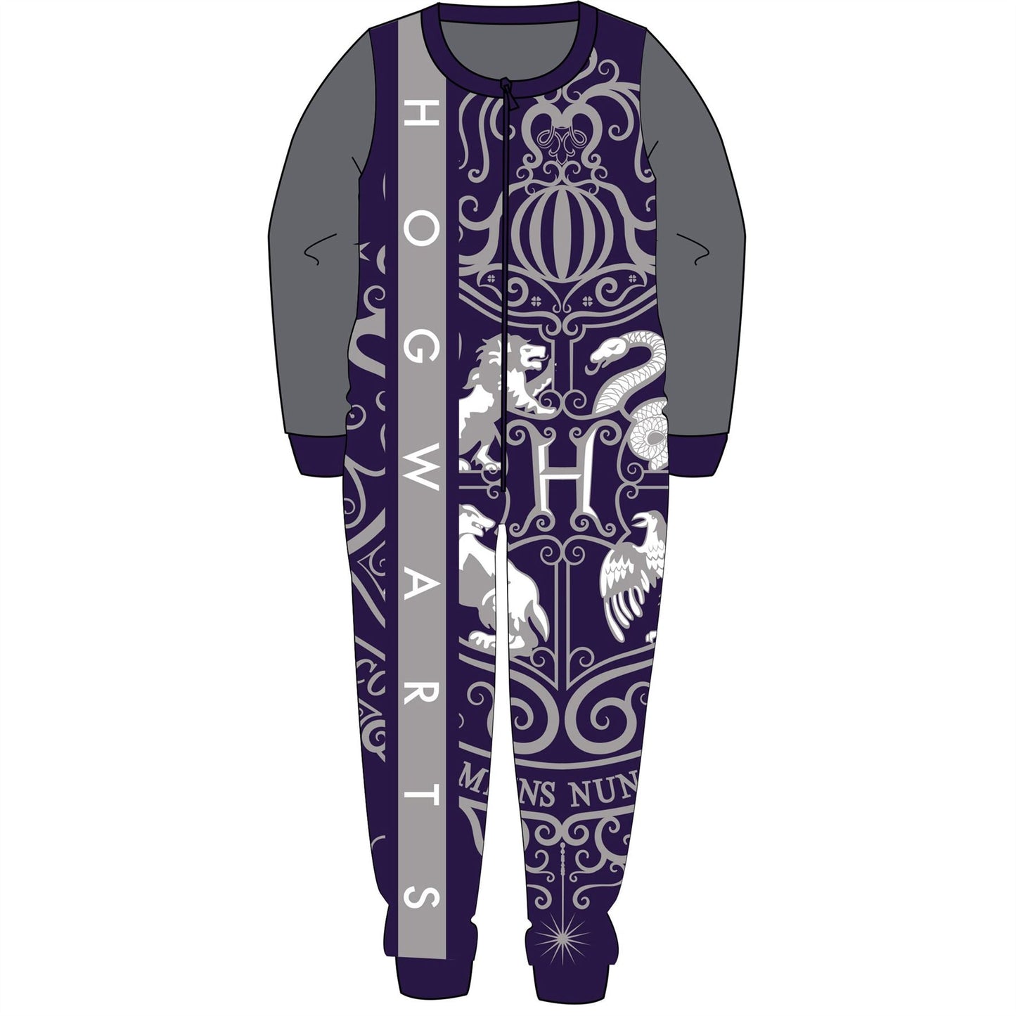 Kids Harry Potter 'Hogwarts' Fleece Onesie - Grey Harry Potter
