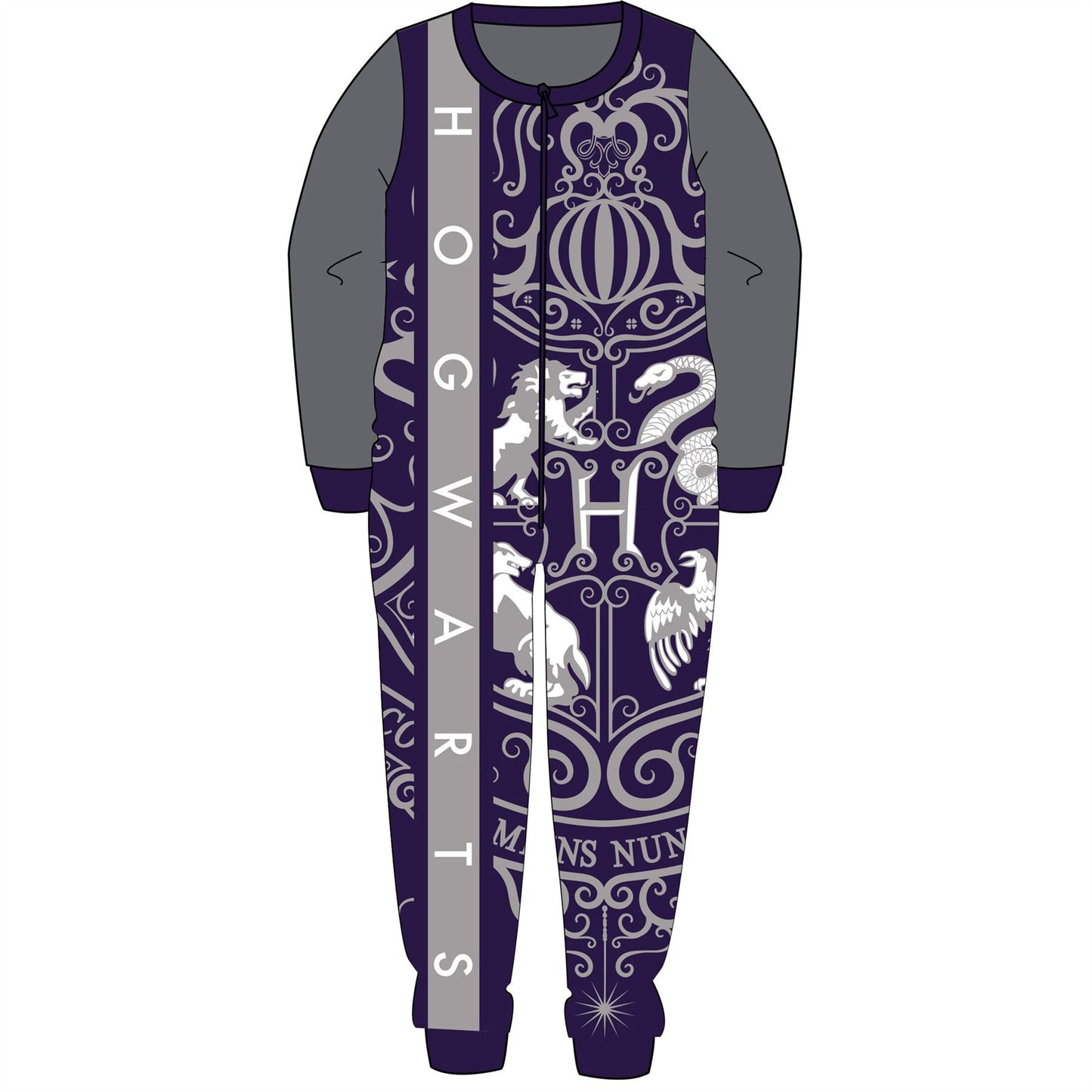 Kids Harry Potter 'Hogwarts' Fleece Onesie - Grey