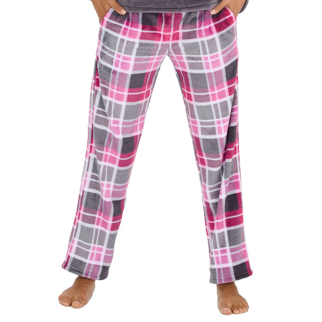 Forever Dreaming Womens Fleece Lounge Pants - Pink Check Forever Dreaming
