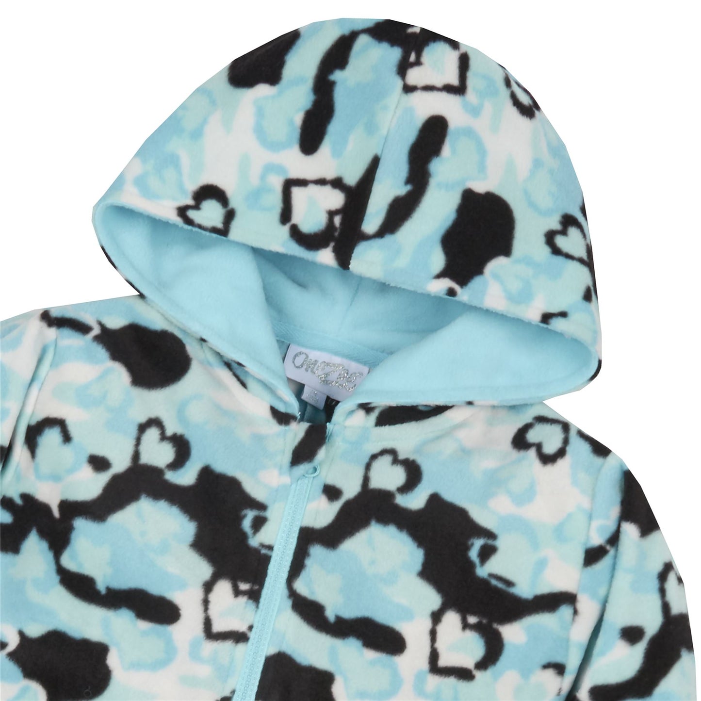 Onezee Kids Camouflage/Hearts Fleece Onesie - Blue