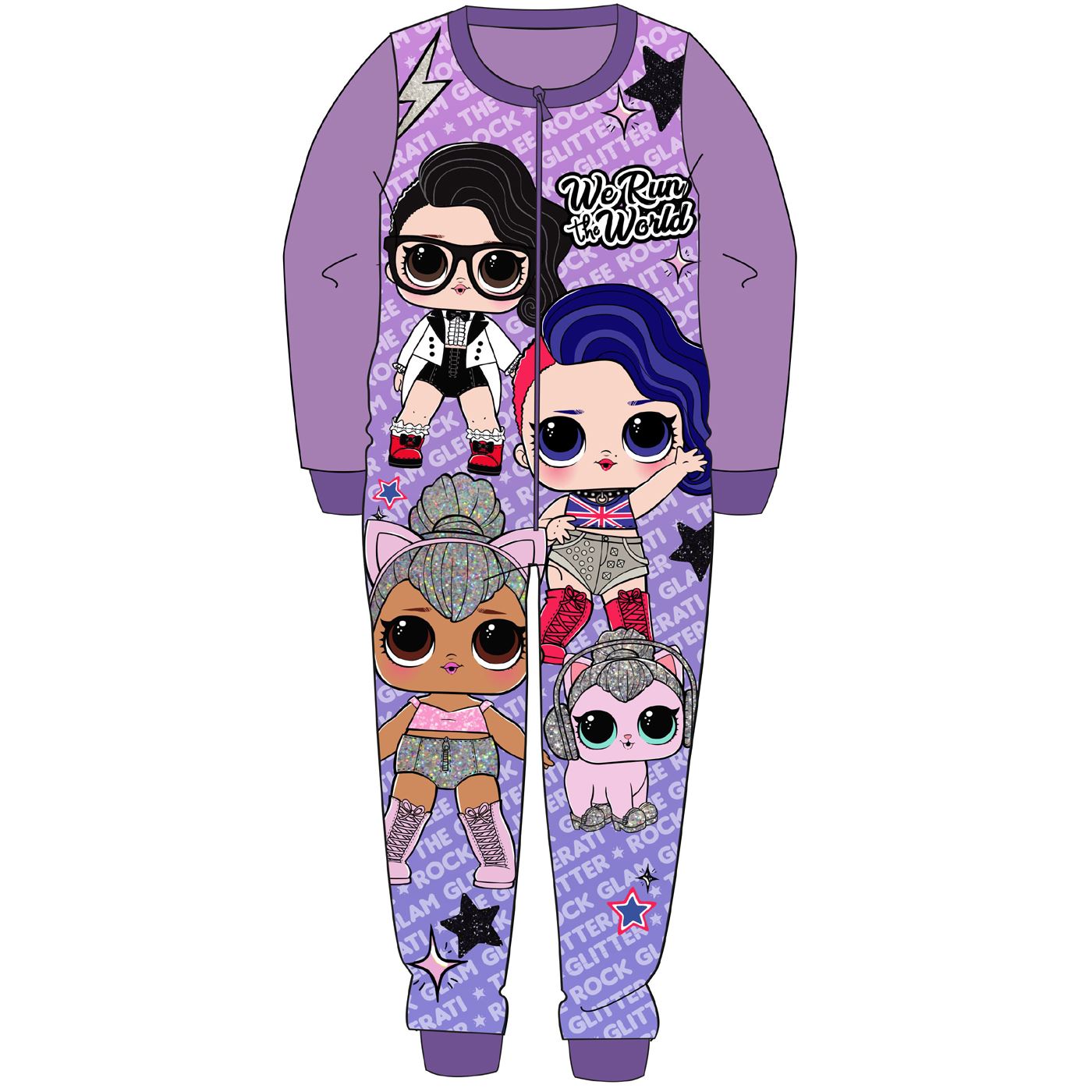 Girls LOL Surprise 'We Run the World' Fleece Onesie - Lilac LOL Surprise