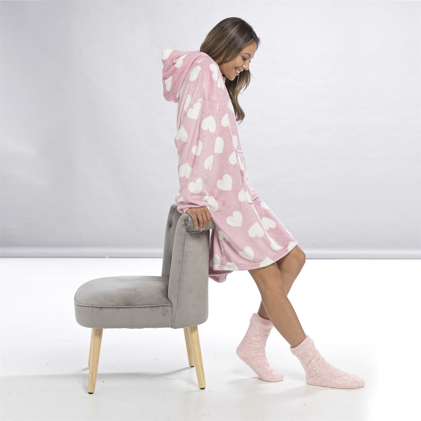 Follow That Dream Womens Heart Fleece Snuggle Hoodie - Pink Follow That Dream