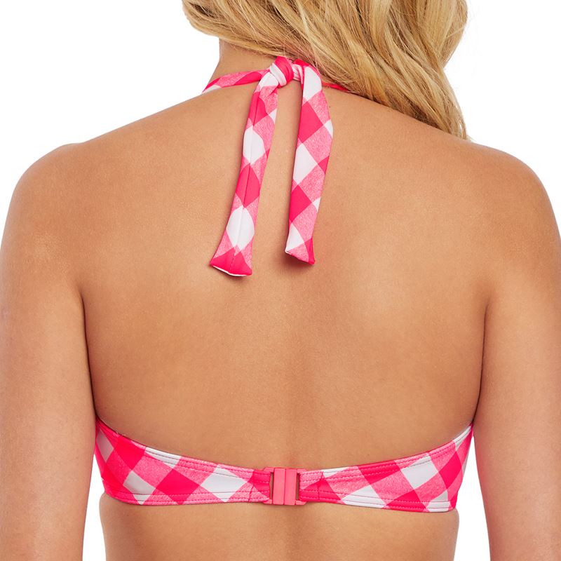 Freya Totally Check Banded Halter Bikini Top - Tropical Punch