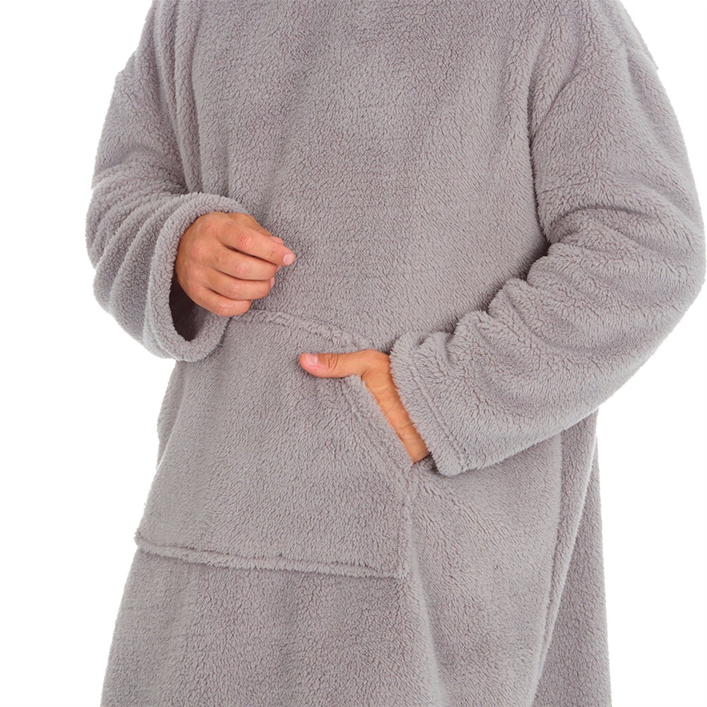 Huggable Hoodie Mens Snuggle Fleece Oversized Hoodie - Grey