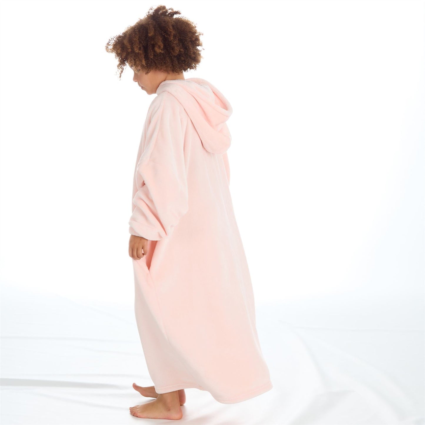 Slumber Party Kids Fleece Longline Hooded Poncho - Pink Slumber Party