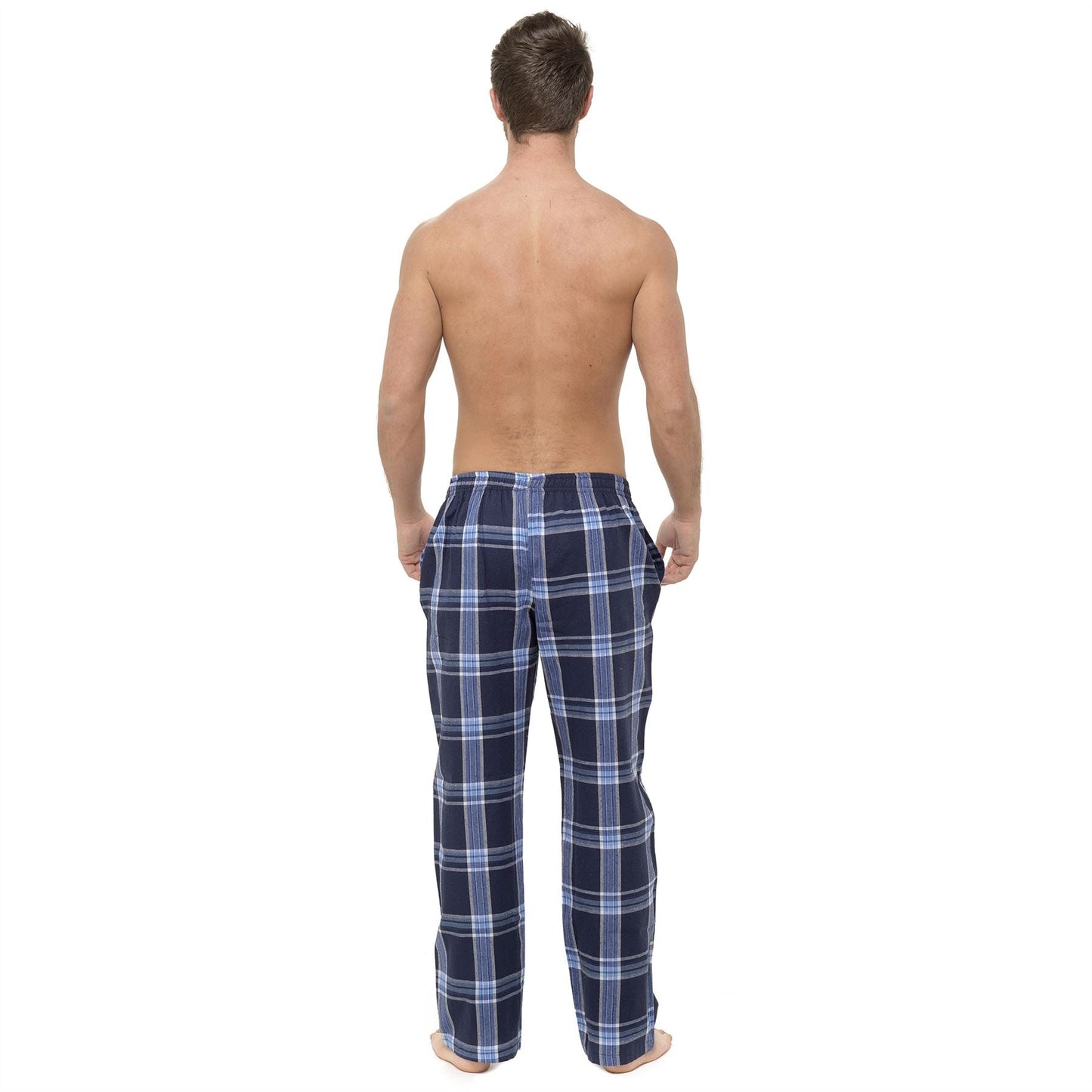Foxbury Mens Short Sleeve T Shirt and Check Bottoms - Navy Foxbury