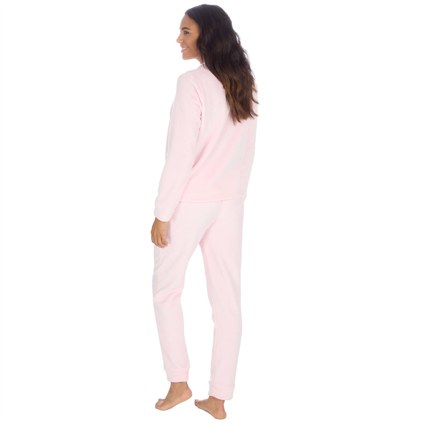 Forever Dreaming Womens Plush Fleece Pyjama Set - Baby Pink Forever Dreaming
