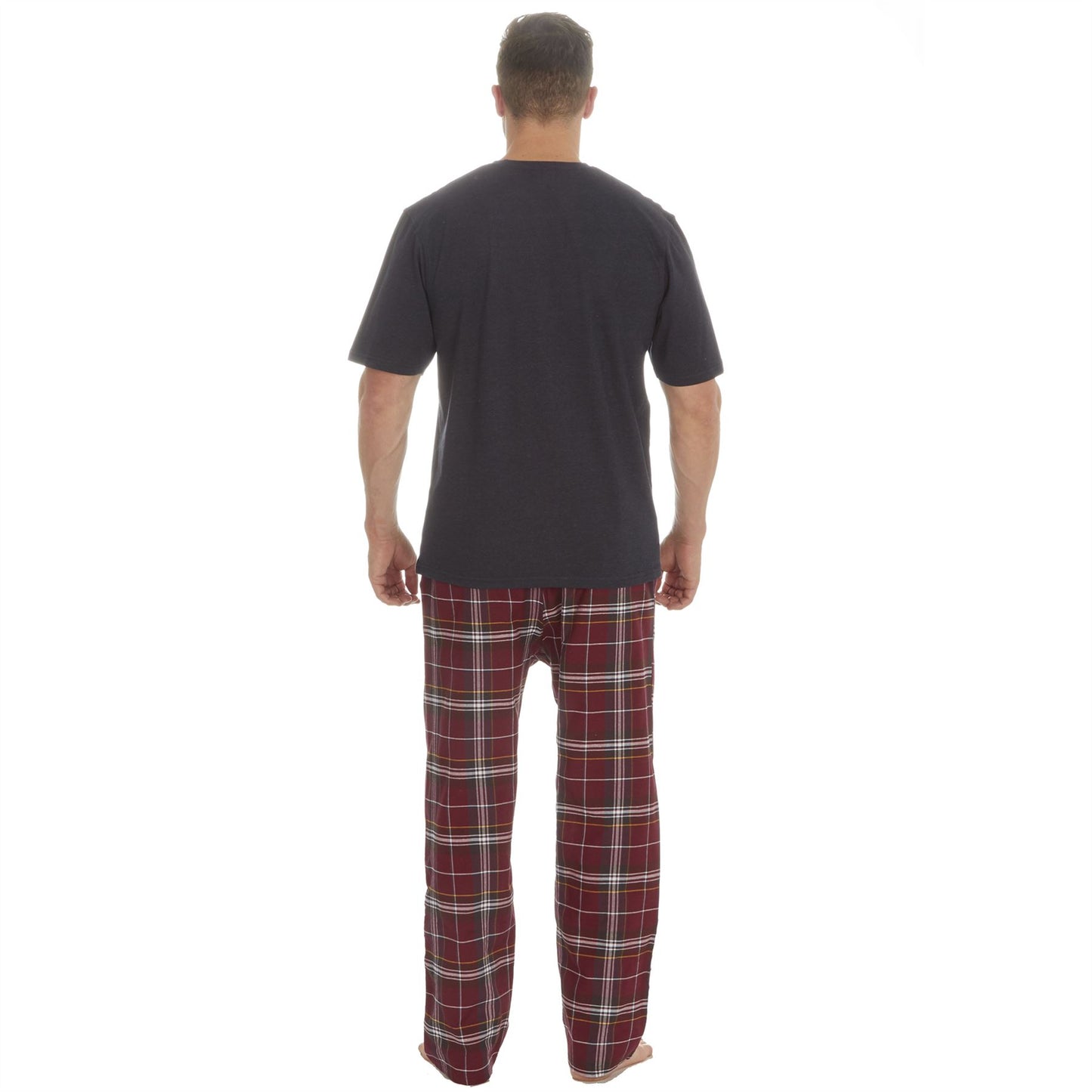 Cargo Bay Mens Jersey Top/Woven Check Bottoms - Navy Marl Cargo Bay