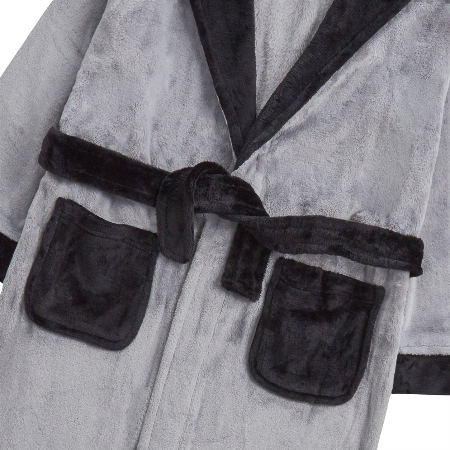4Kidz Kids Contrast Hooded Fleece Robe - Grey 4Kidz
