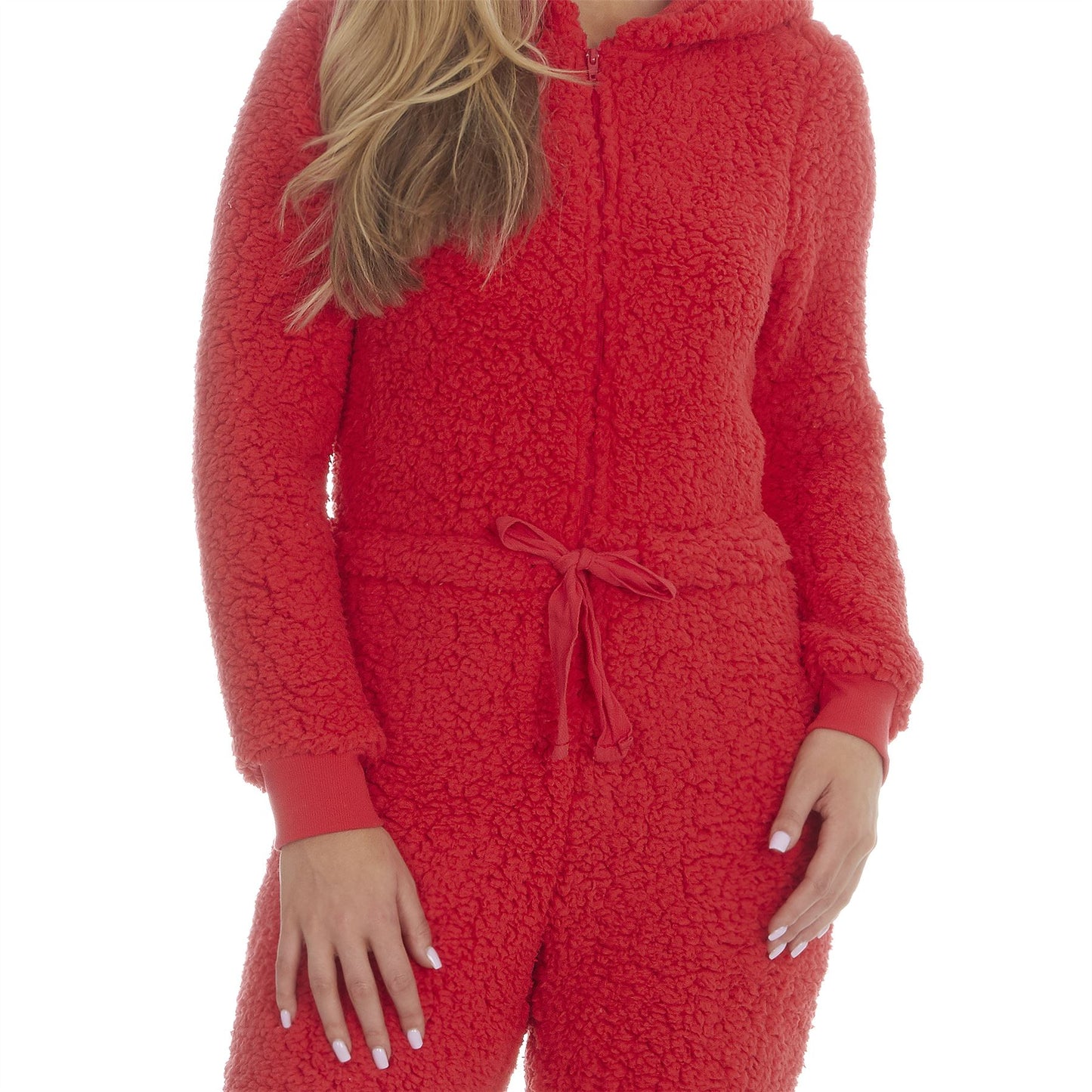 Jenni Intimates Womens Soft Handle Sherpa Fleece Onesie - Papaya