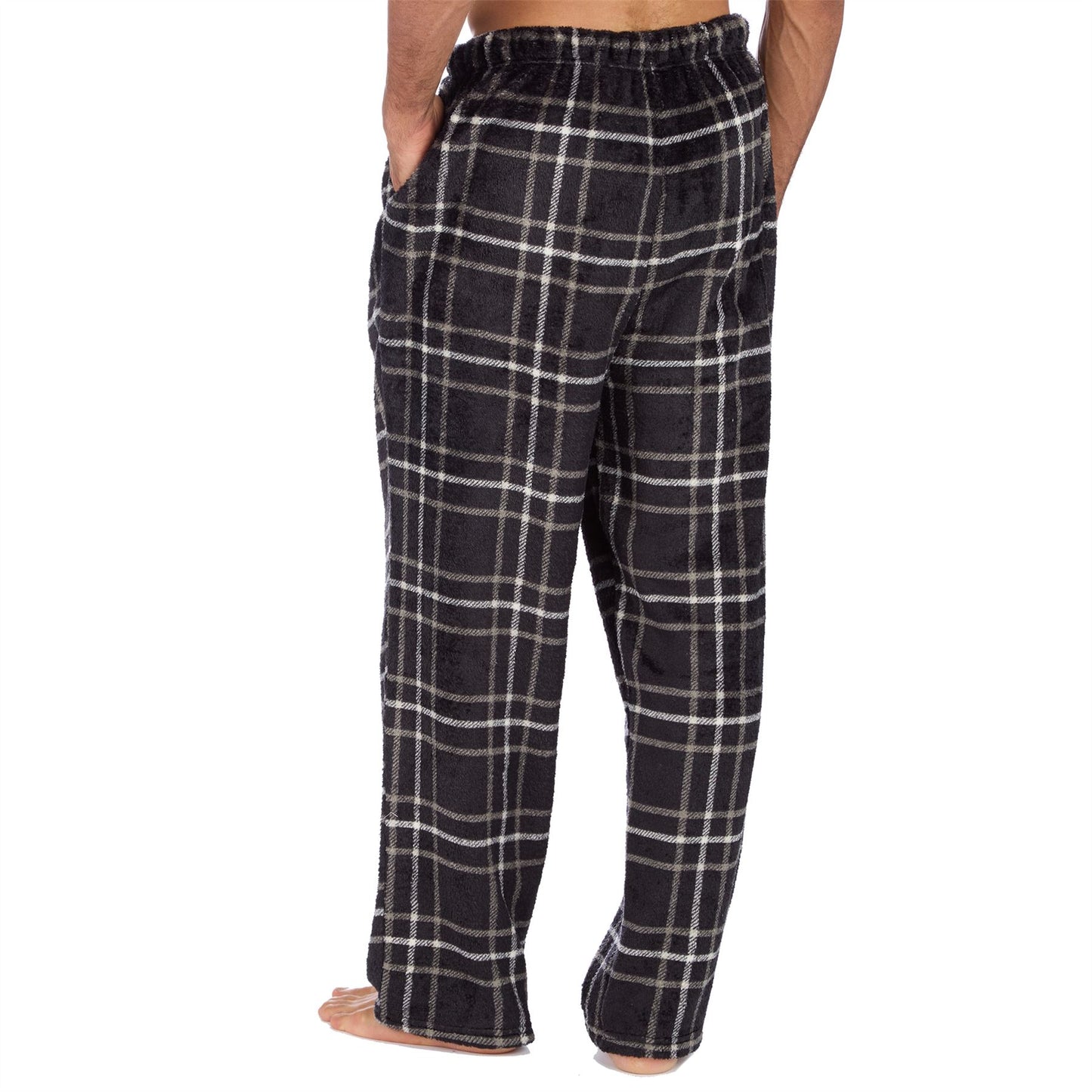 Cargo Bay Mens Fleece Lounge Pants - Black Check Cargo Bay