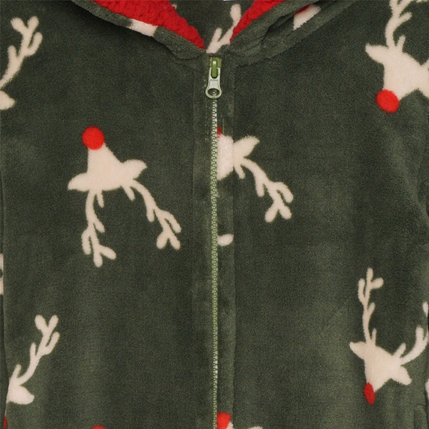 Nifty Kids Reindeer Fleece Onesie - Green