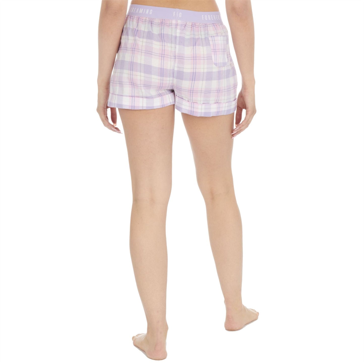 Forever Dreaming Womens Woven Check Lounge Shorts - Lilac Forever Dreaming