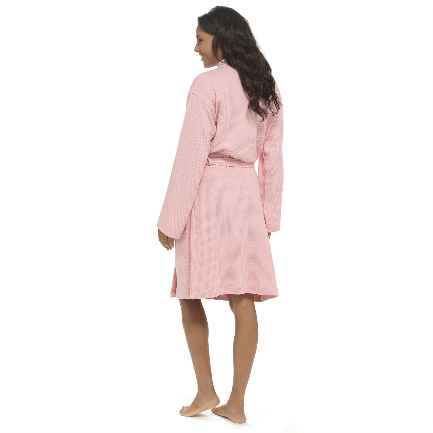 Tom Franks Womens Waffle Robe - Pink Tom Franks