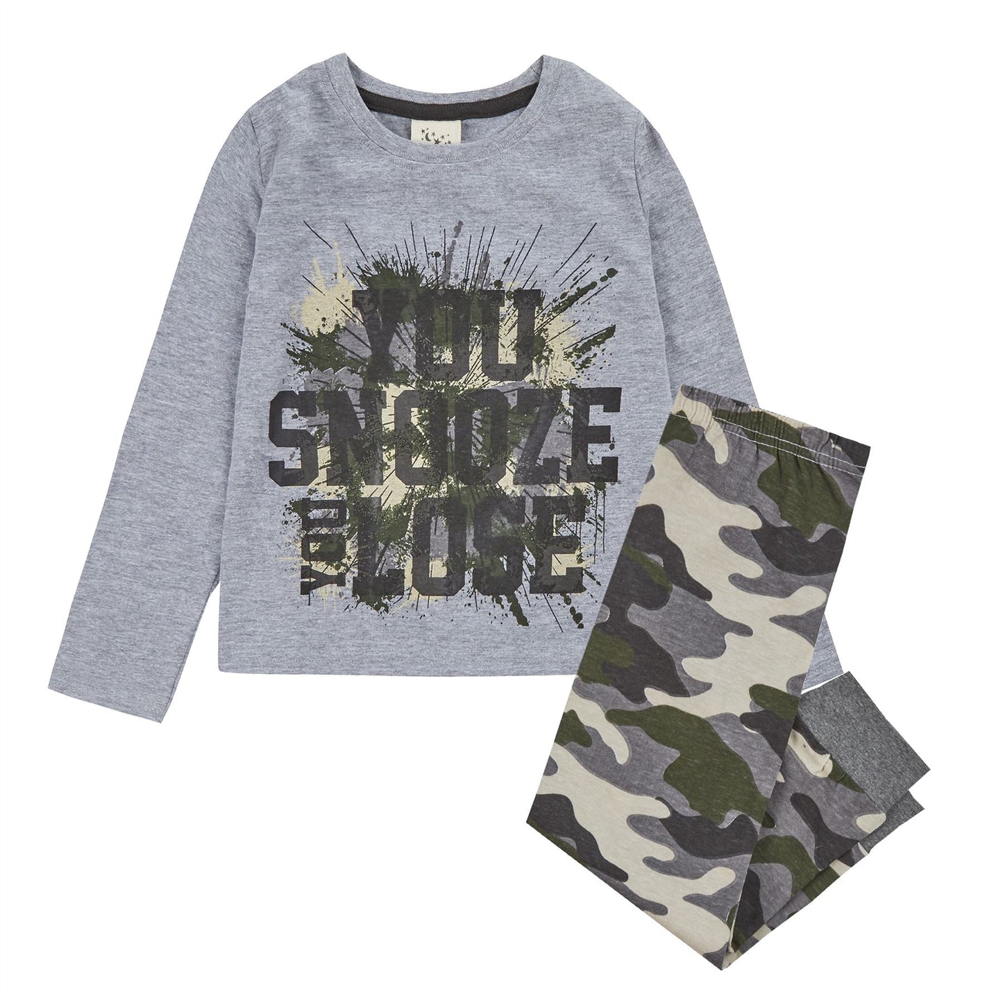 Minikidz Kids 'You Snooze You Lose' Pyjamas - Grey Marl Minikidz