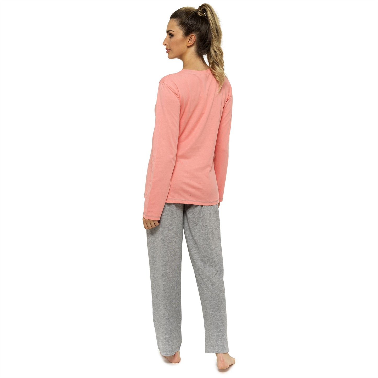 Foxbury Womens 'Queen Of Naps' Pyjamas - Coral/Grey Foxbury