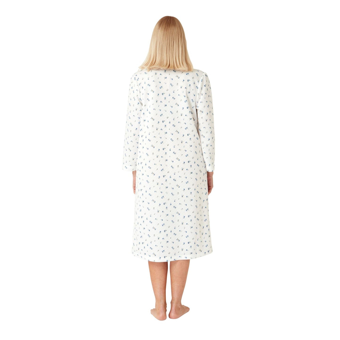 Marlon Womens Mock Quilt Zip Housecoat - Blue Marlon