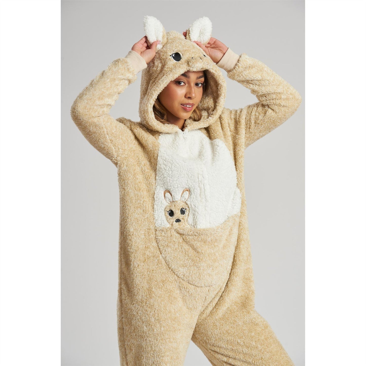 Loungeable Womens Marl Fleece Kangaroo Onesie Loungeable