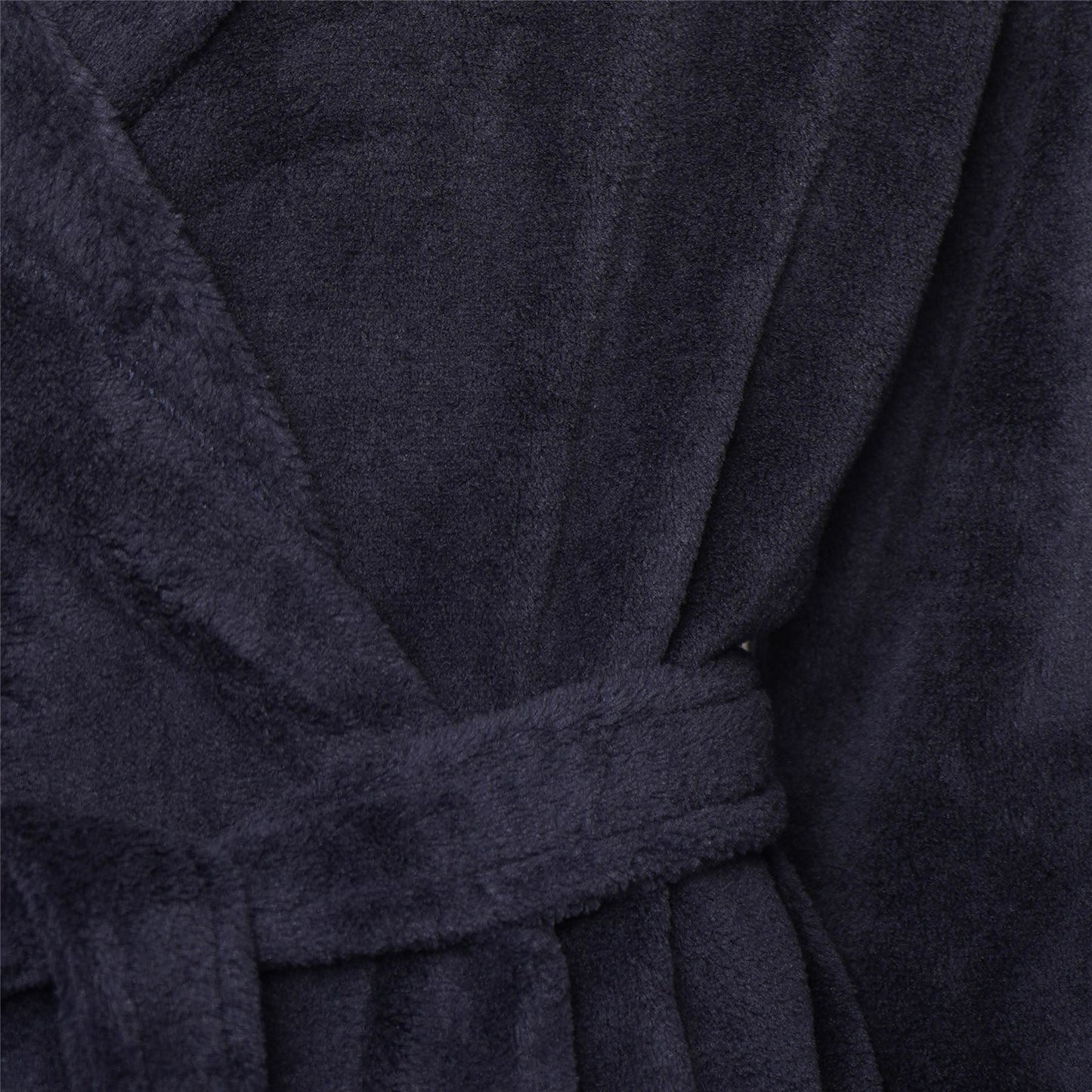 Loungeable Mens Solid Collar Fleece Robe - Navy Loungeable