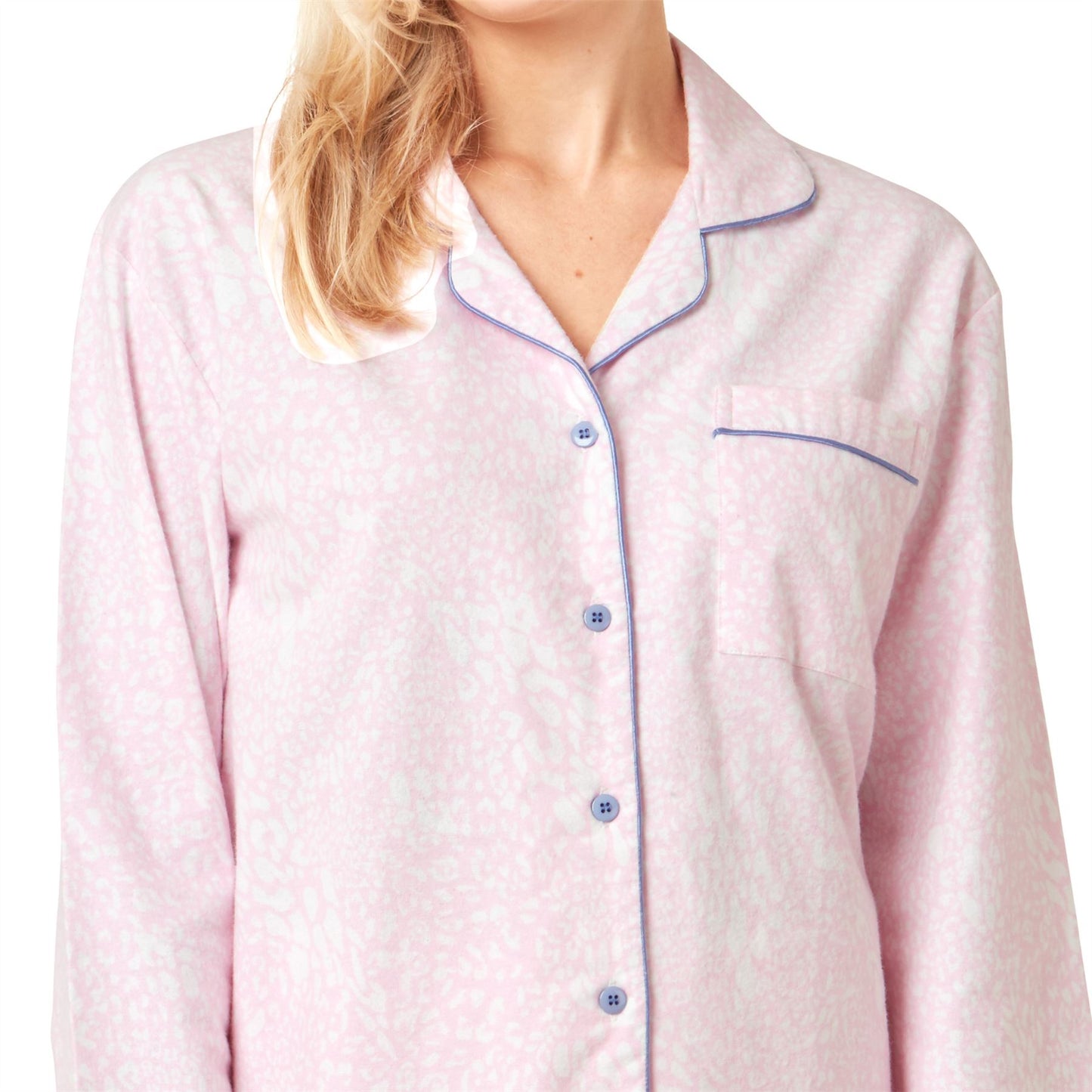 Indigo Sky Womens Animal Print Brushed Cotton Pyjama Set - Pink