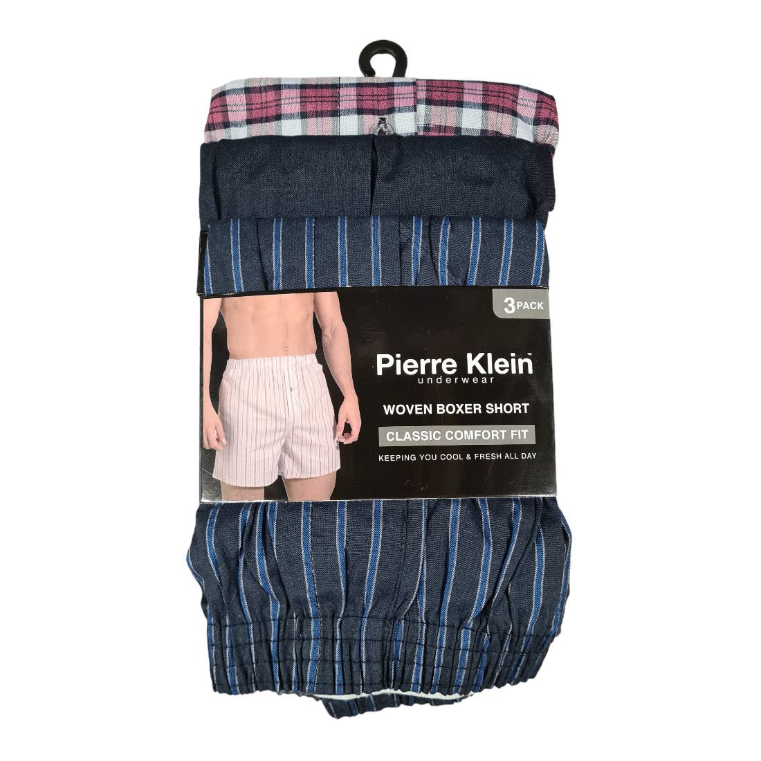 Pierre Klein Woven Boxer Shorts (3 Pack) - Blue/Multi Pierre Klein