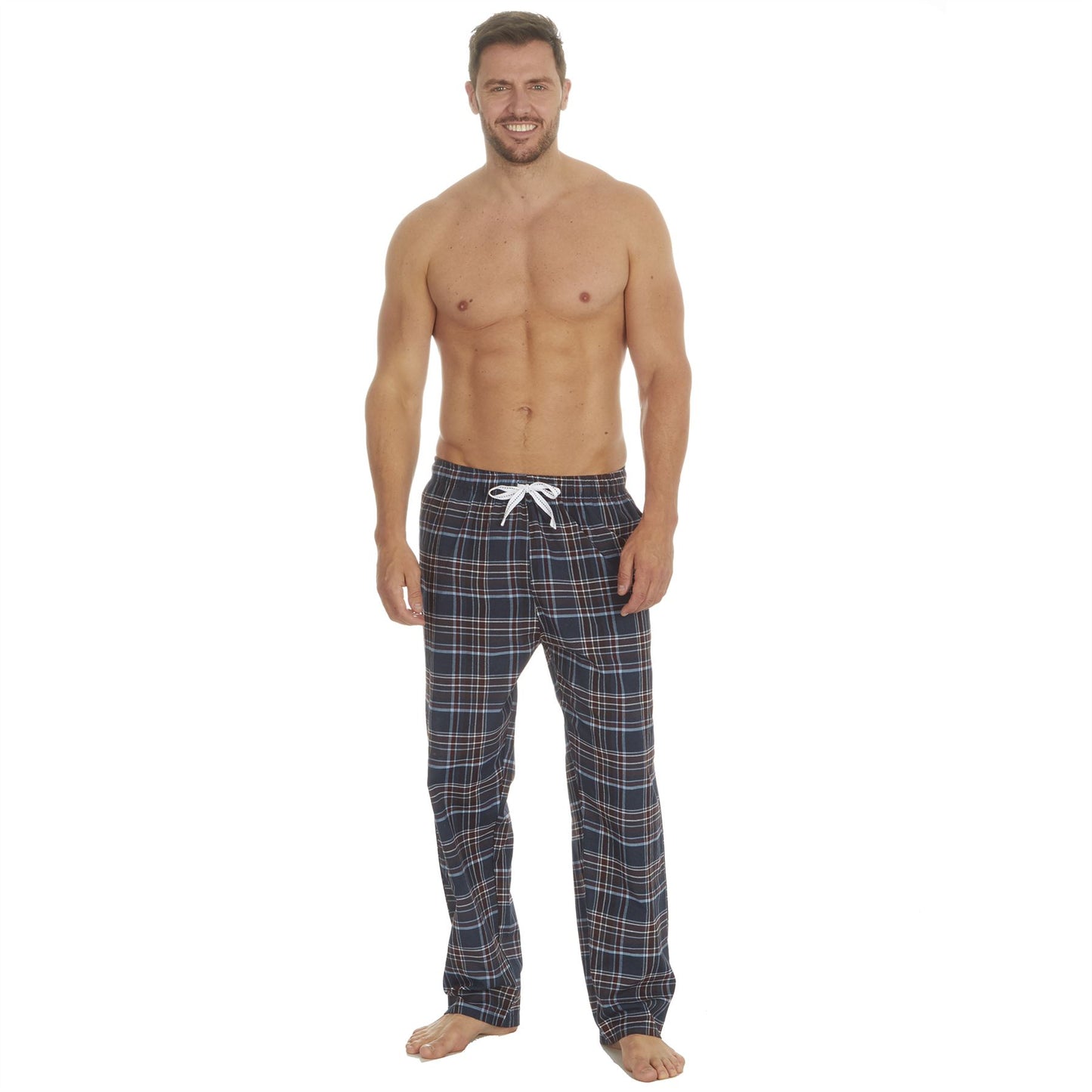 Cargo Bay Mens Yarn Dyed Woven Check Lounge Pants - Denim Cargo Bay