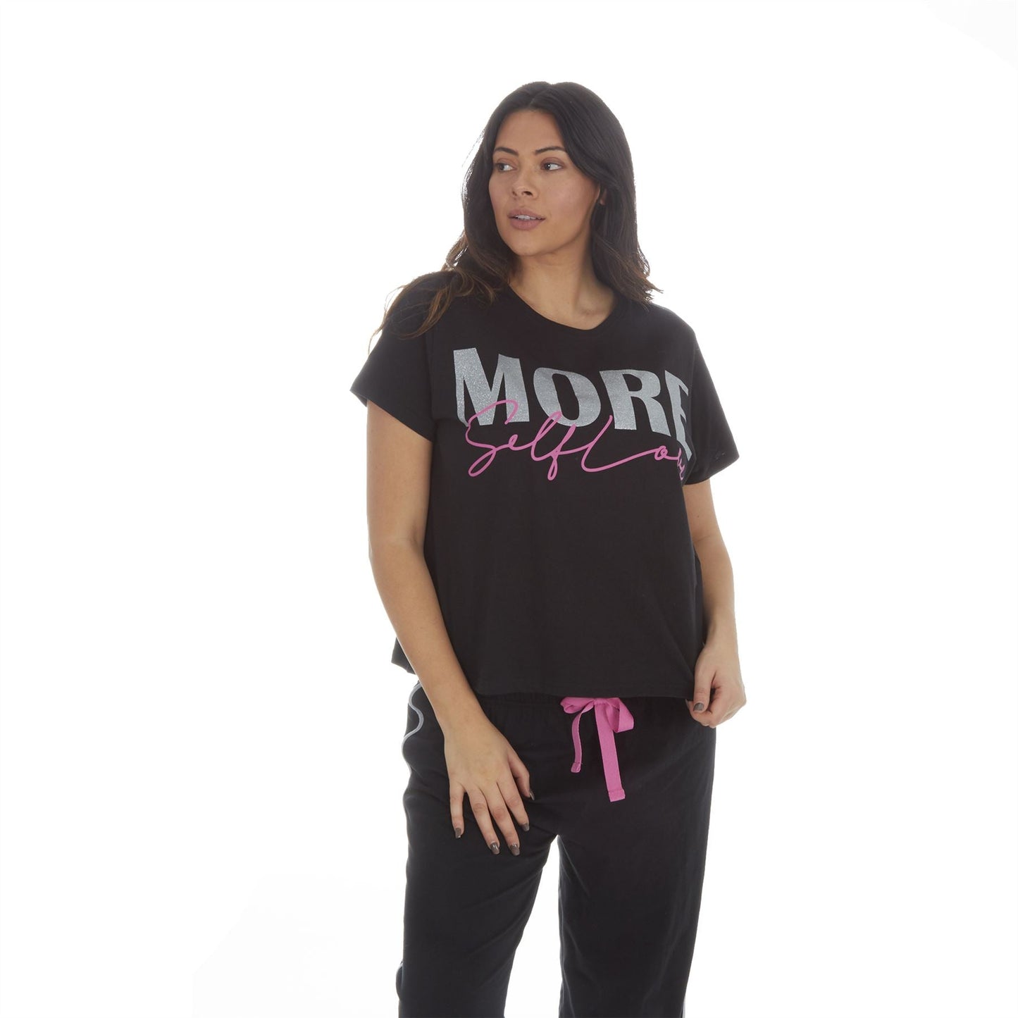Forever Dreaming Womens 'More Self Love' Pyjama Set - Black Forever Dreaming
