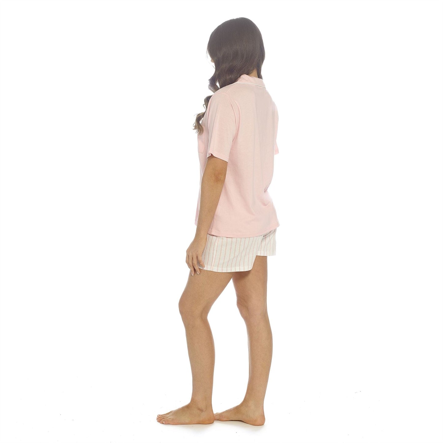 Follow That Dream Womens Jersey Pyjamas With Stripe Shorts - Pink Follow That Dream
