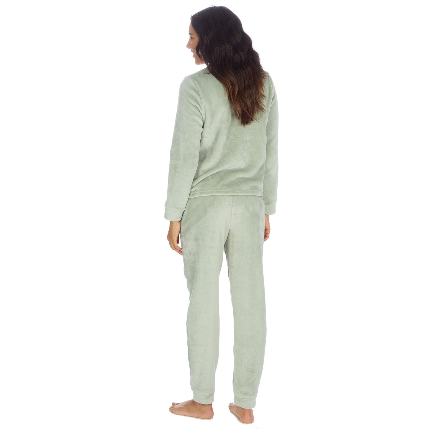 Forever Dreaming Womens Plush Fleece Pyjama Set - Sage Green