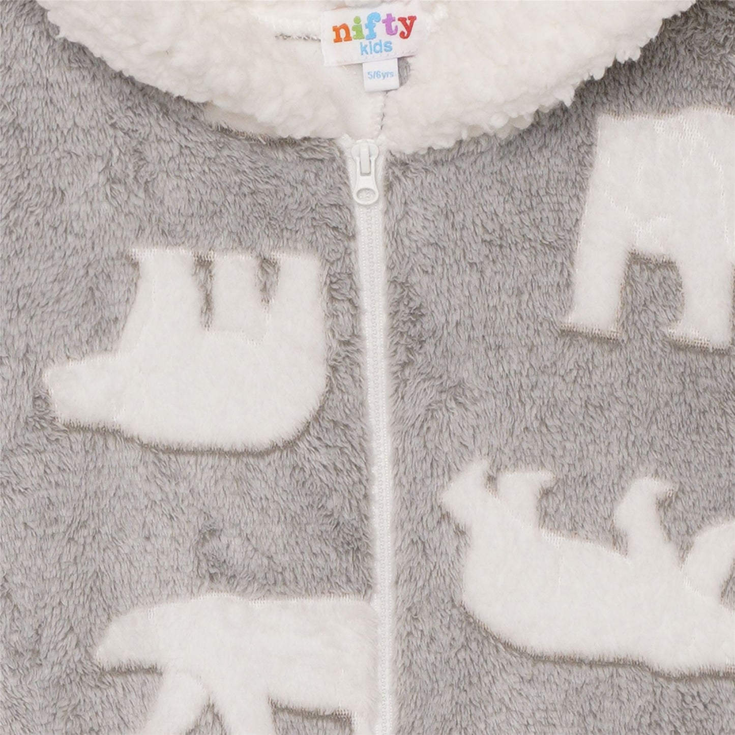 Nifty Kids Polar Bear Fleece Onesie - Grey/White Nifty