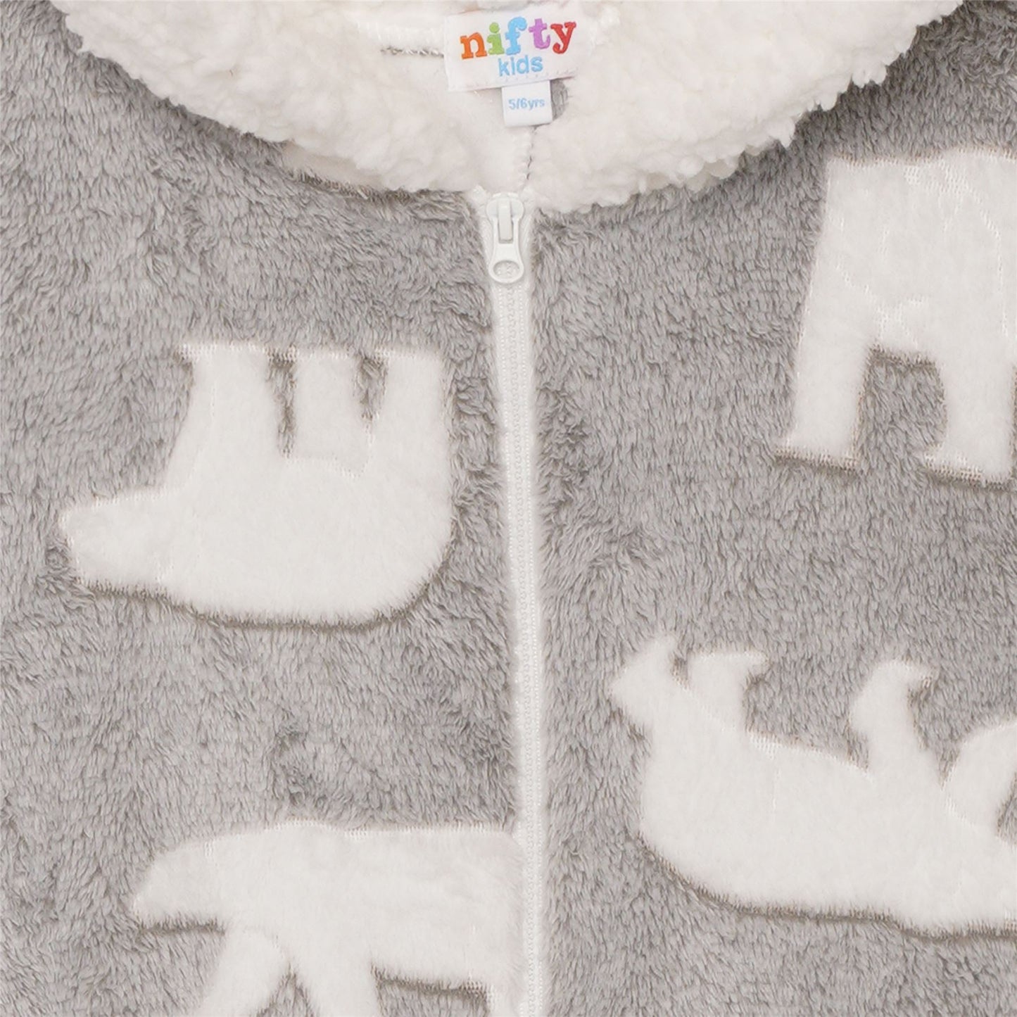 Nifty Kids Polar Bear Fleece Onesie - Grey/White