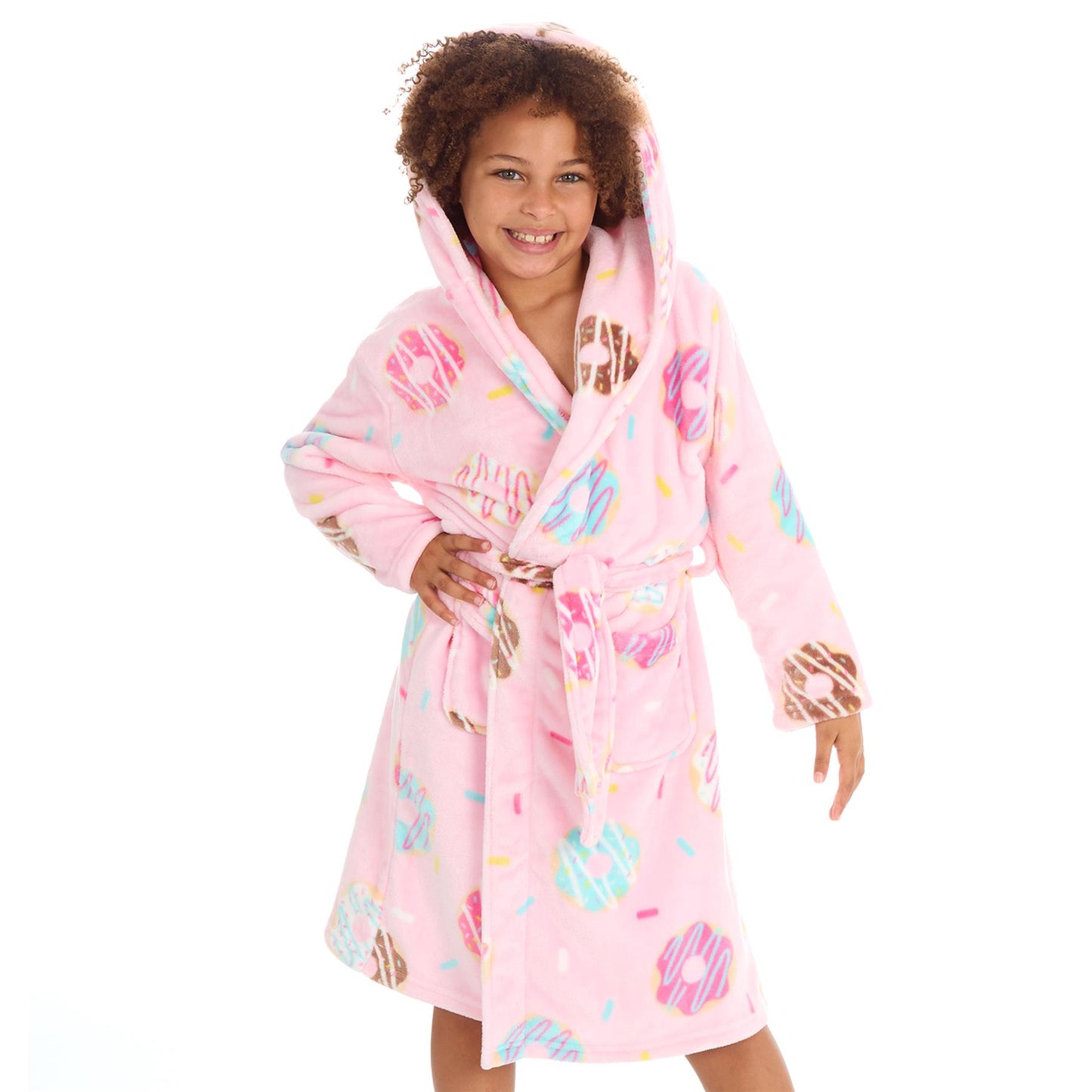 Slumber Party Kids Donut Flannel Fleece Robe - Pink