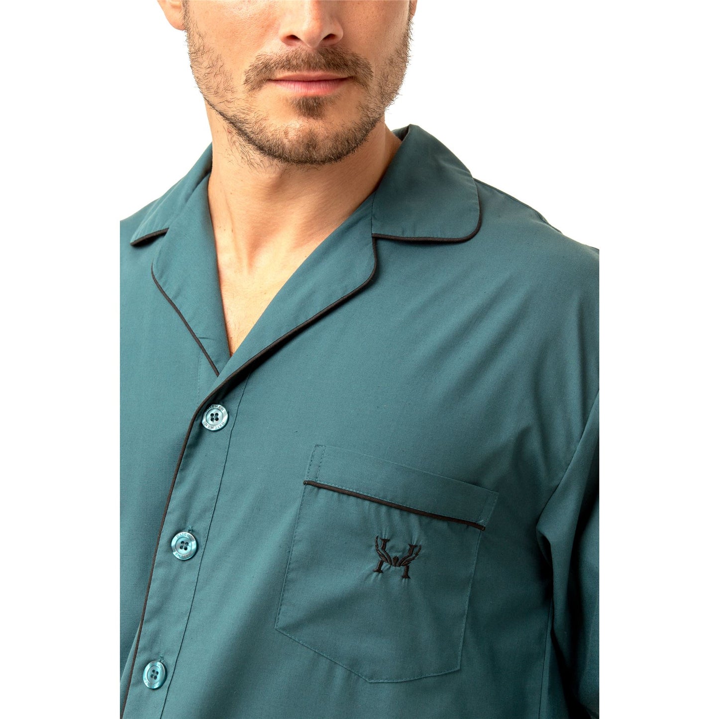 Haigman Mens Easy Care Long Sleeve Nightshirt - Teal Haigman