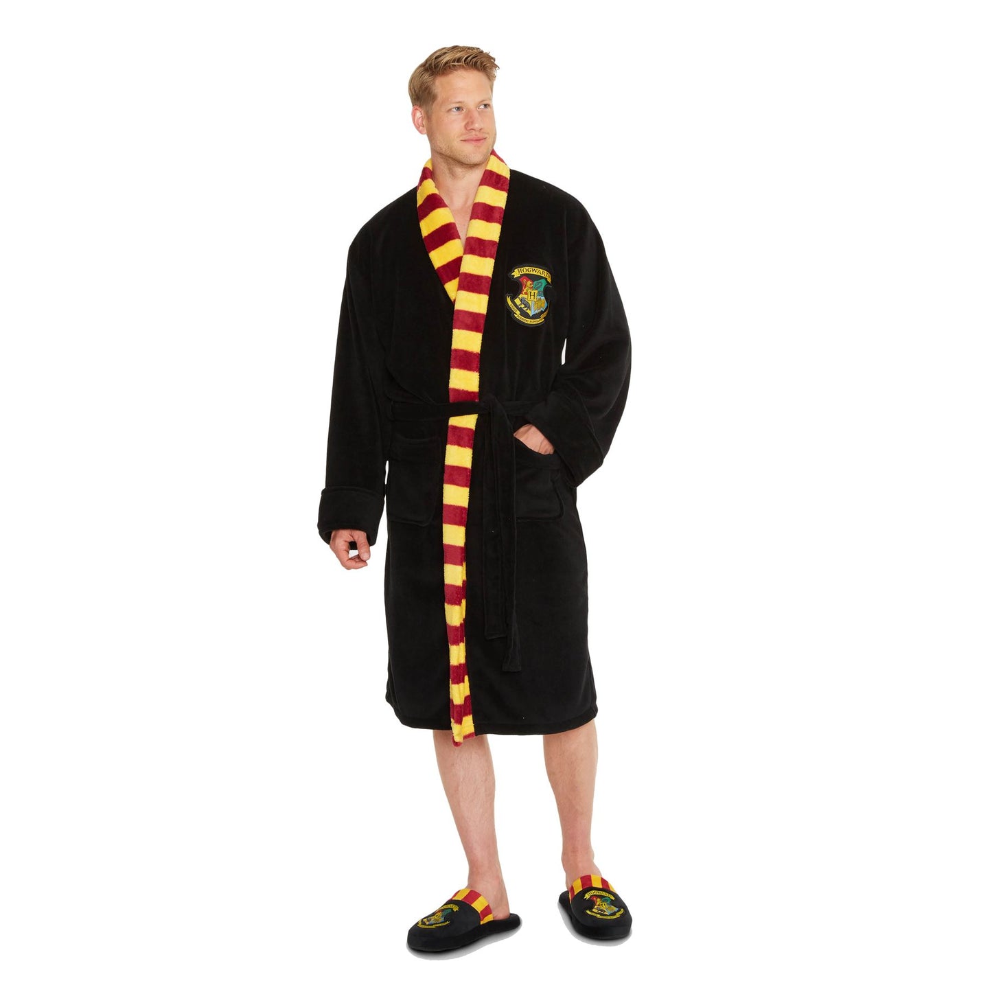Harry Potter Mens Hogwarts Fleece Robe - Black