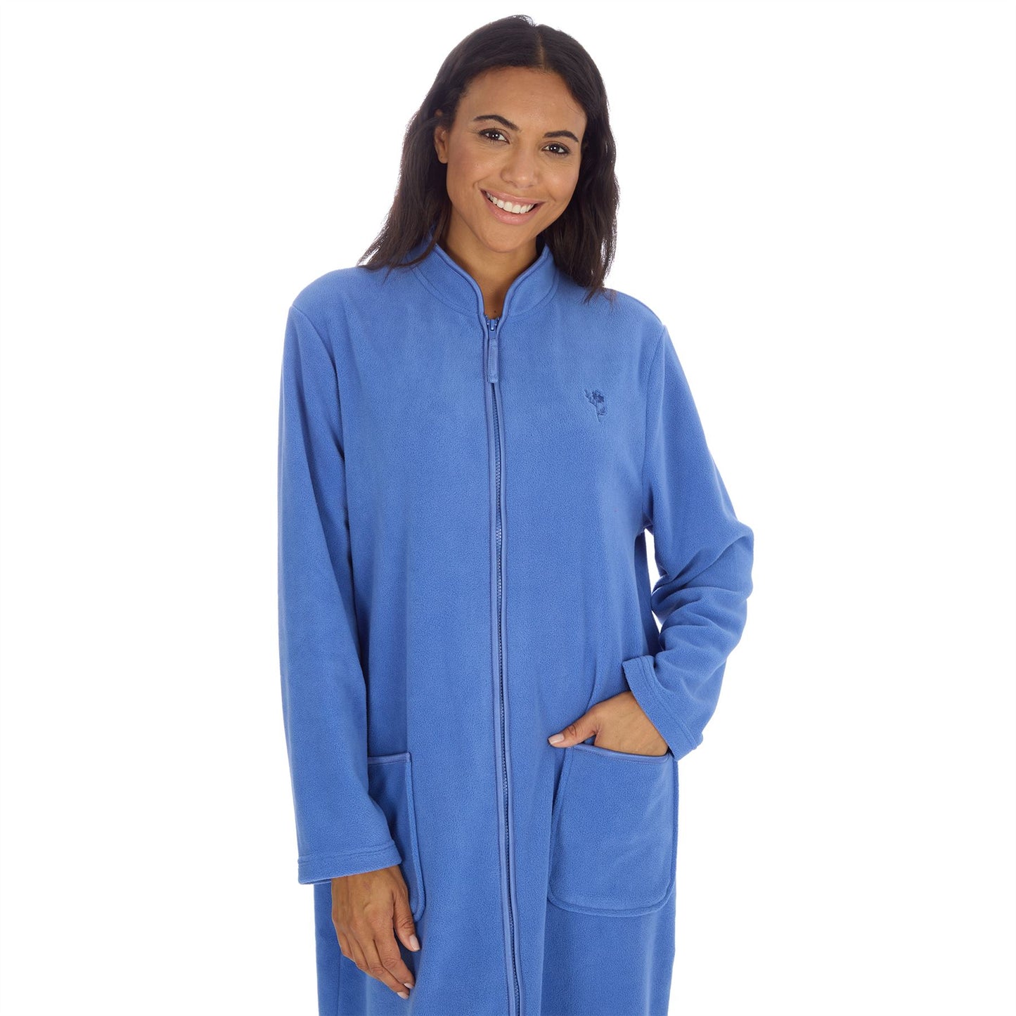 Countess Christie Longer Length Zip Housecoat - Blue