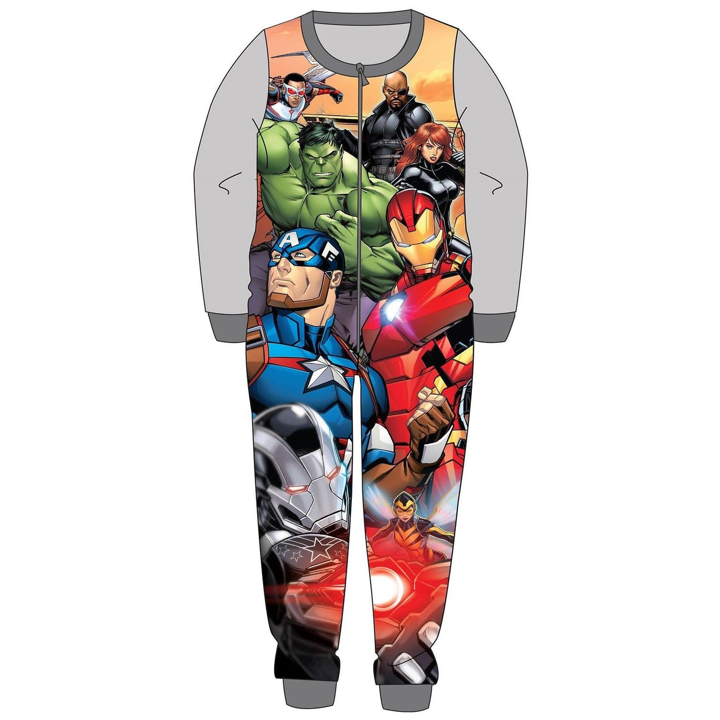 Kids Marvel Avengers Fleece Onesie - Grey Marvel