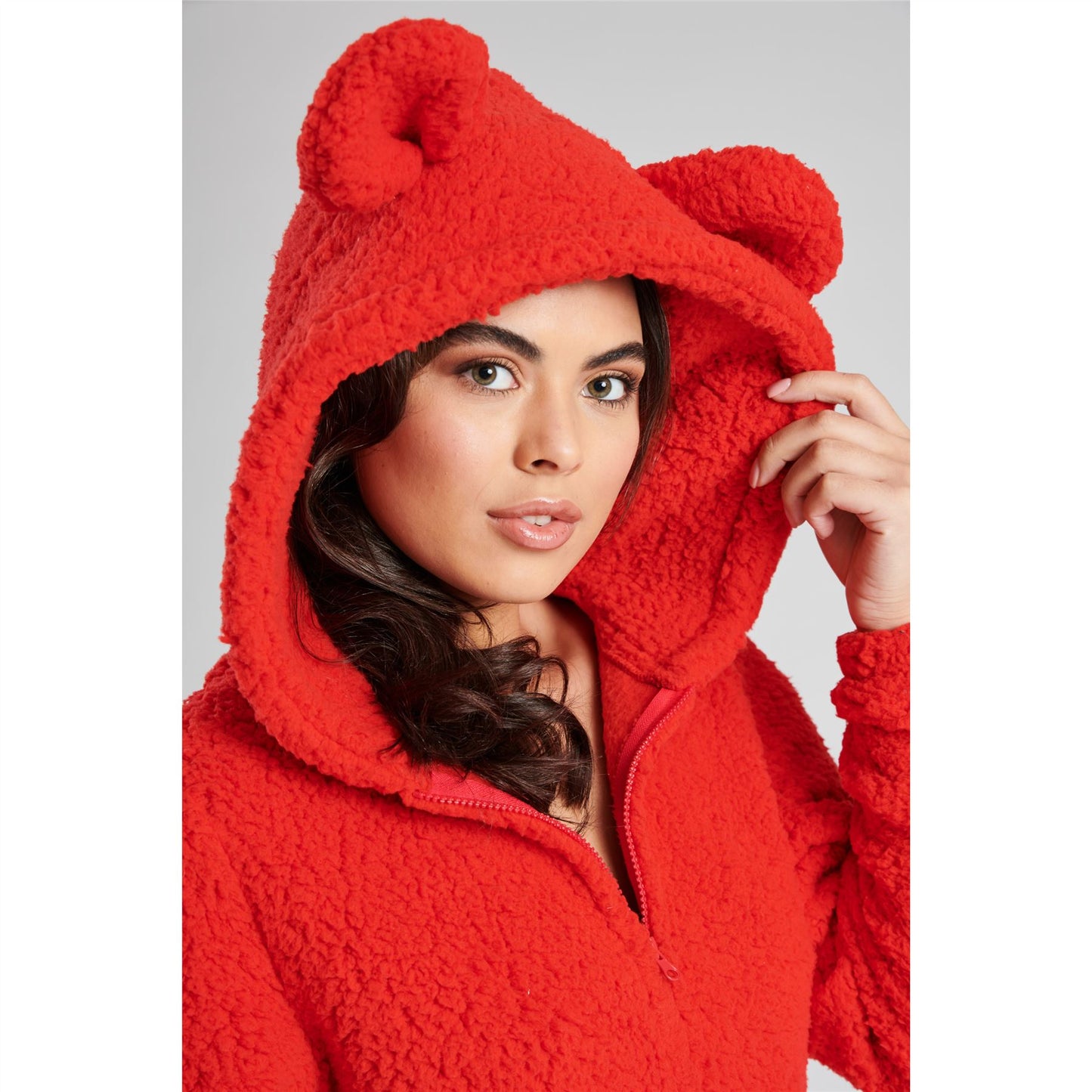 Loungeable Womens Borg Fleece Onesie - Red