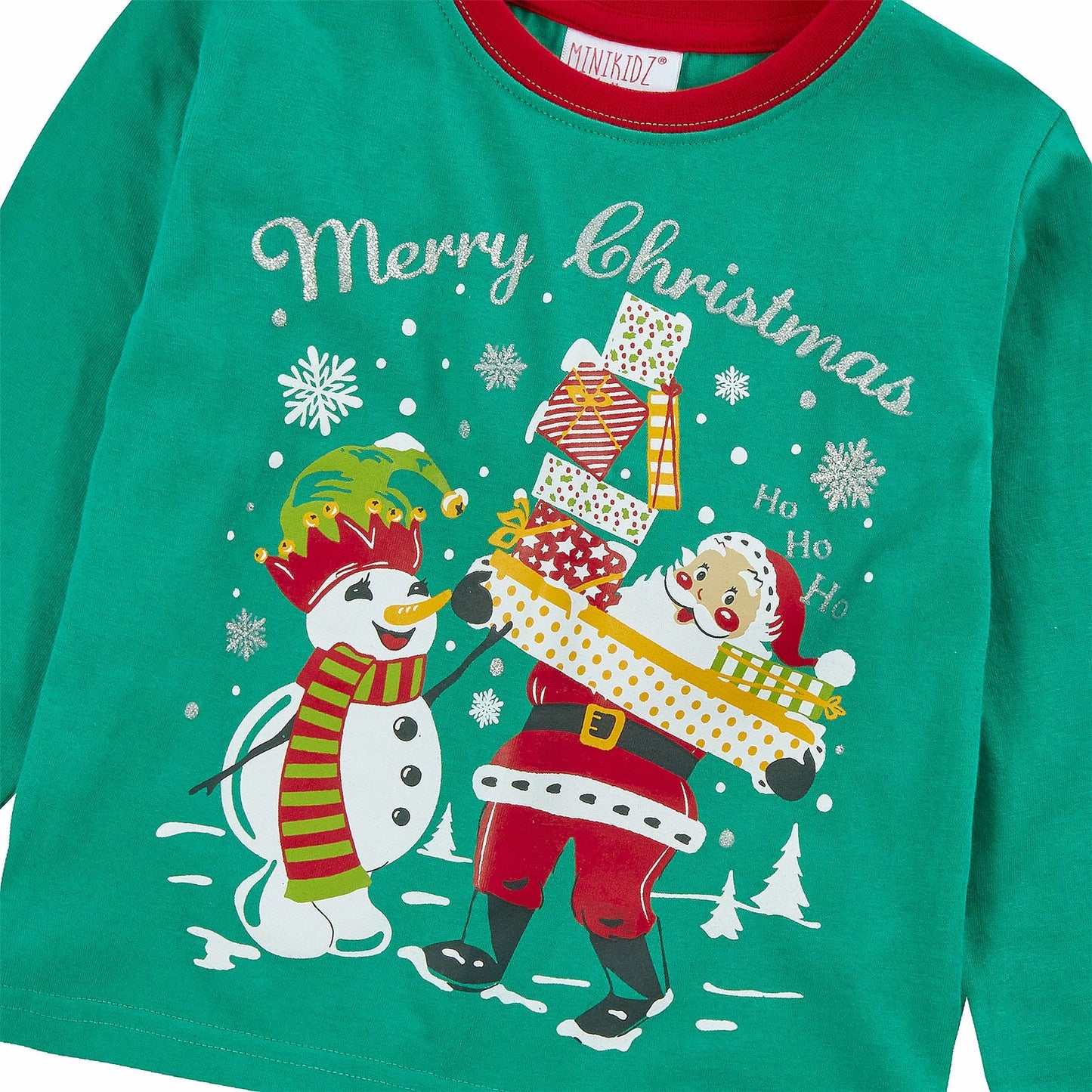 Minikidz Kids Christmas 'Merry Christmas' Pyjamas - Green Minikidz