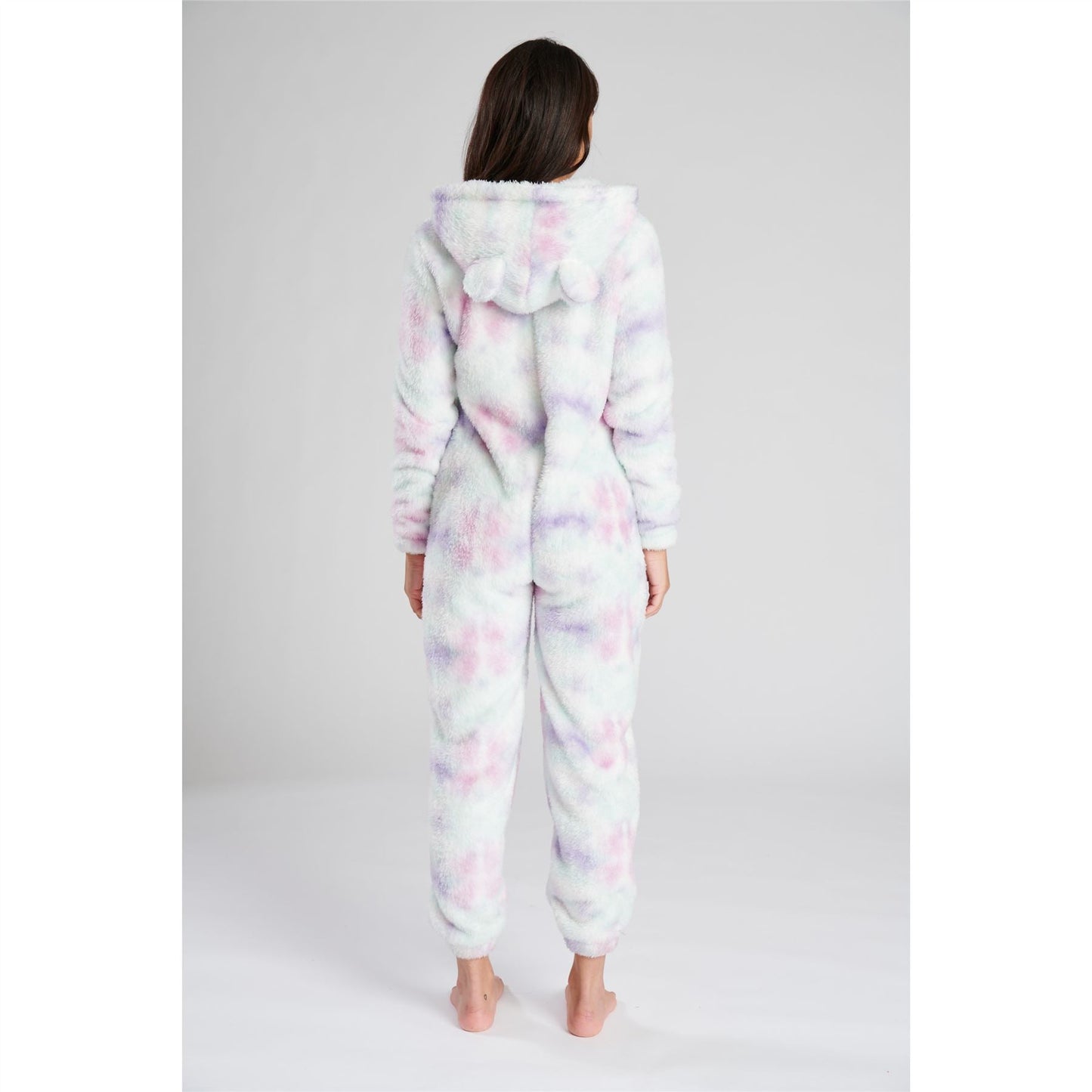 Loungeable Womens Tie Dye Sherpa Fleece Onesie - Pastel Loungeable