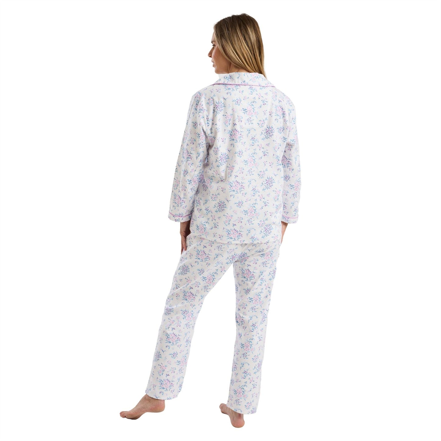 Marlon Womens Floral Bouqet Brushed Cotton Pyjamas - Lavender Marlon