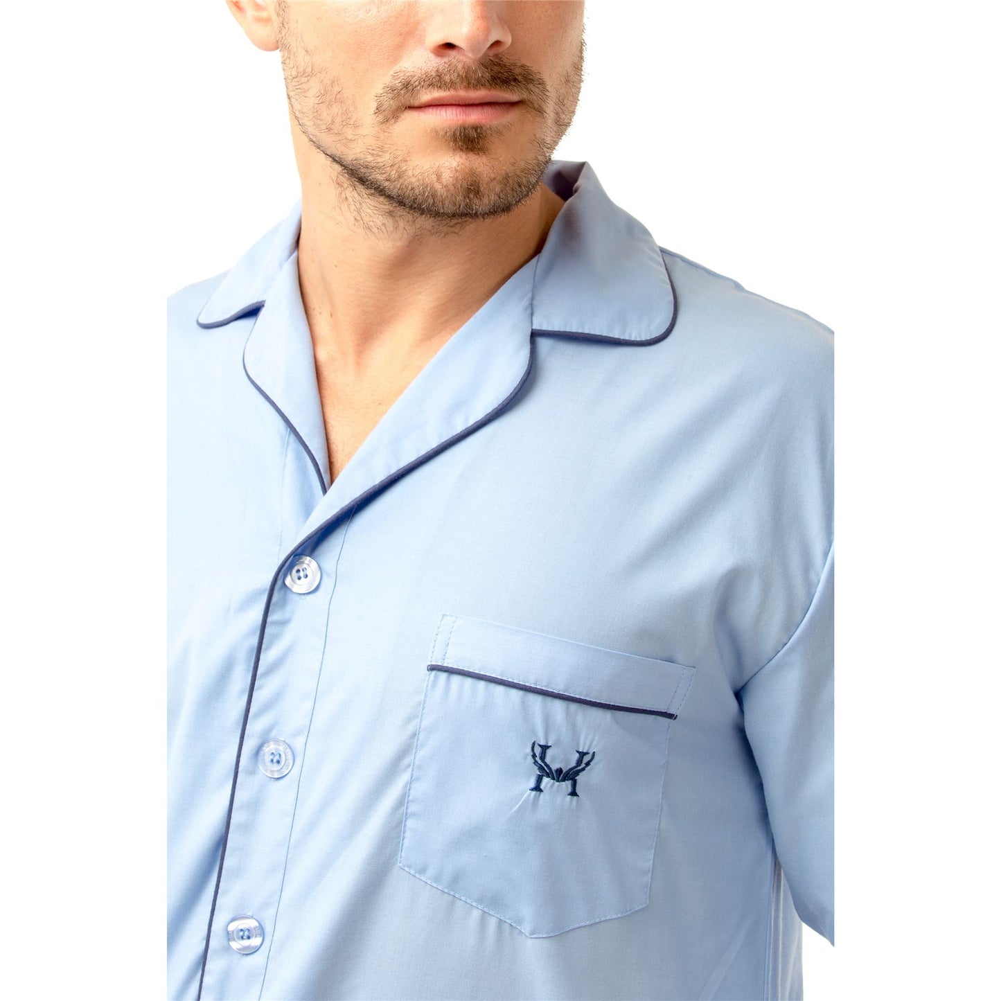 Haigman Mens Easy Care Long Sleeve Nightshirt - Sky Blue