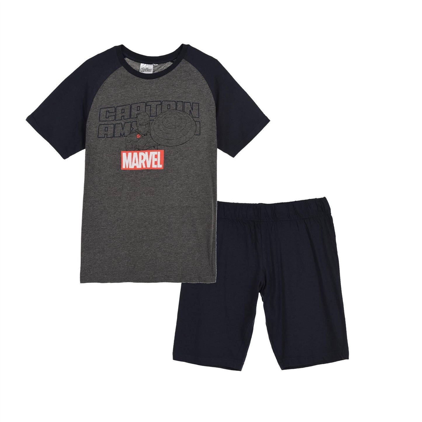 Mens Captain America Pyjama Set - Grey Marvel
